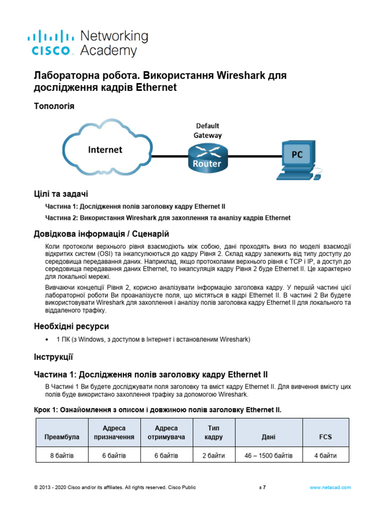 7.1.6 Lab Use Wireshark To Examine Ethernet Frames Uk UA 1 | PDF