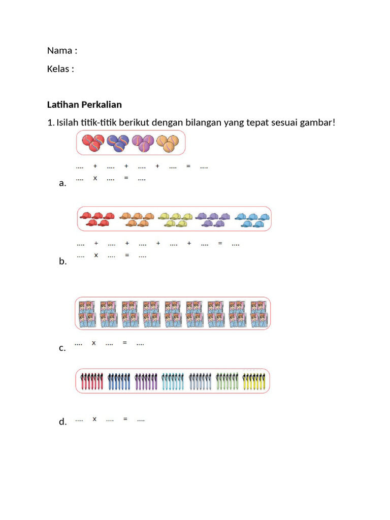 Kelas 3 - Latihan Soal Subab Perkalian | PDF