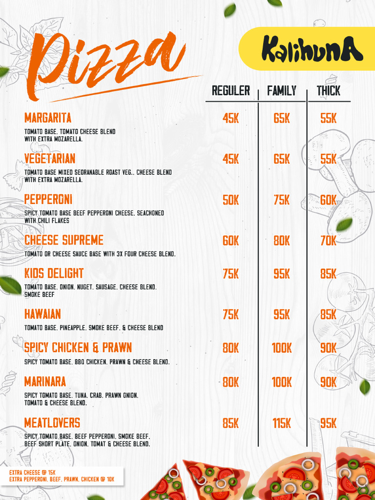 Menu Kalihuna A4 | PDF
