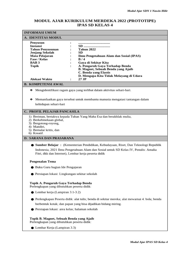 Modul Ajar IPAS BAB 3 KELAS 4 | PDF