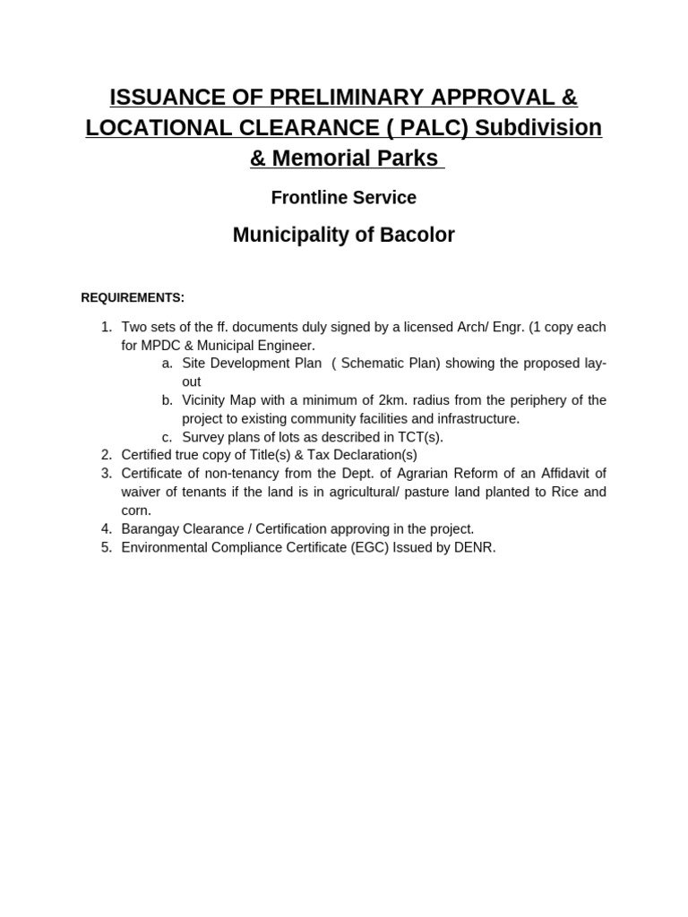 Issuance Of Preliminary Approval Pdf