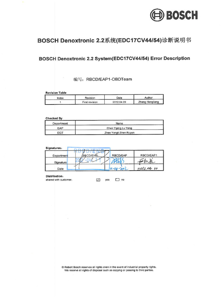BOSCH SCR DNOx2 2 Error Description | PDF