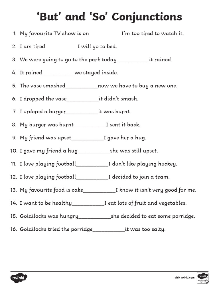 Conjunctions Worksheets | PDF