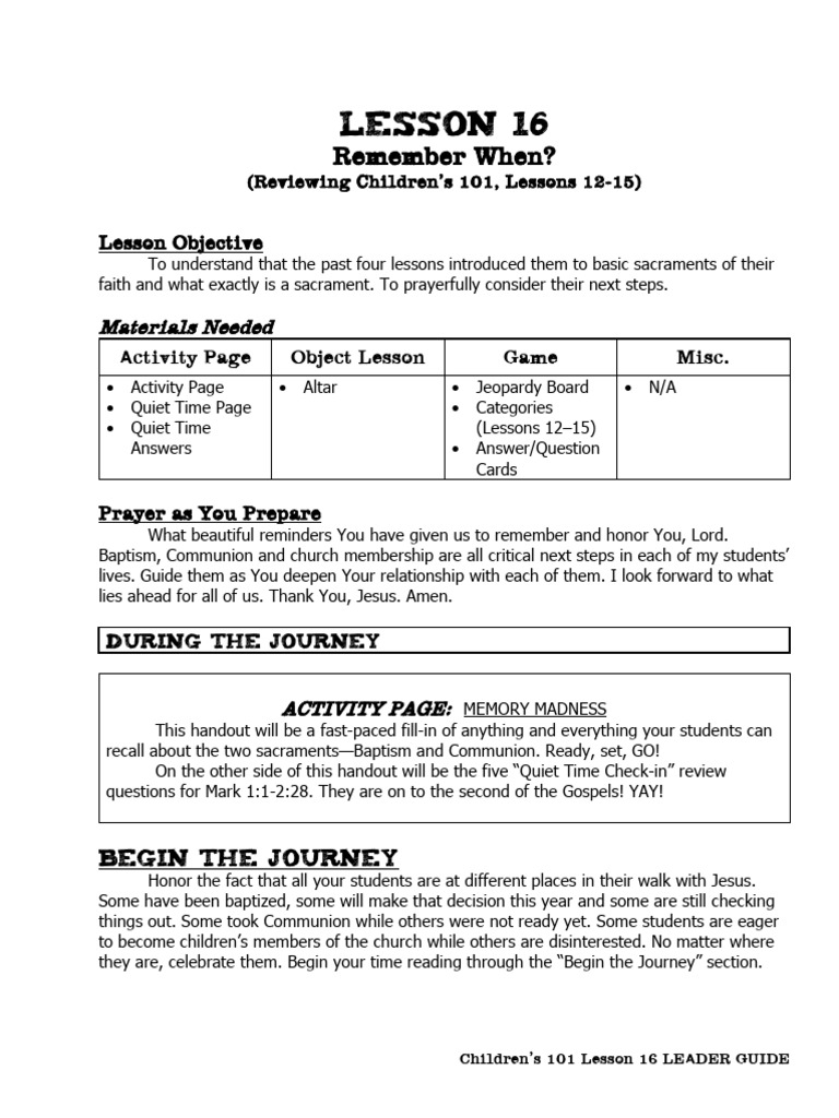 101 LG Lesson 16 Review | PDF
