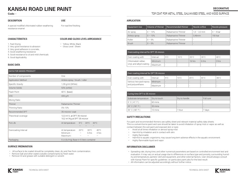 TDS - Kansai Road Line Paint-1710736479 | PDF
