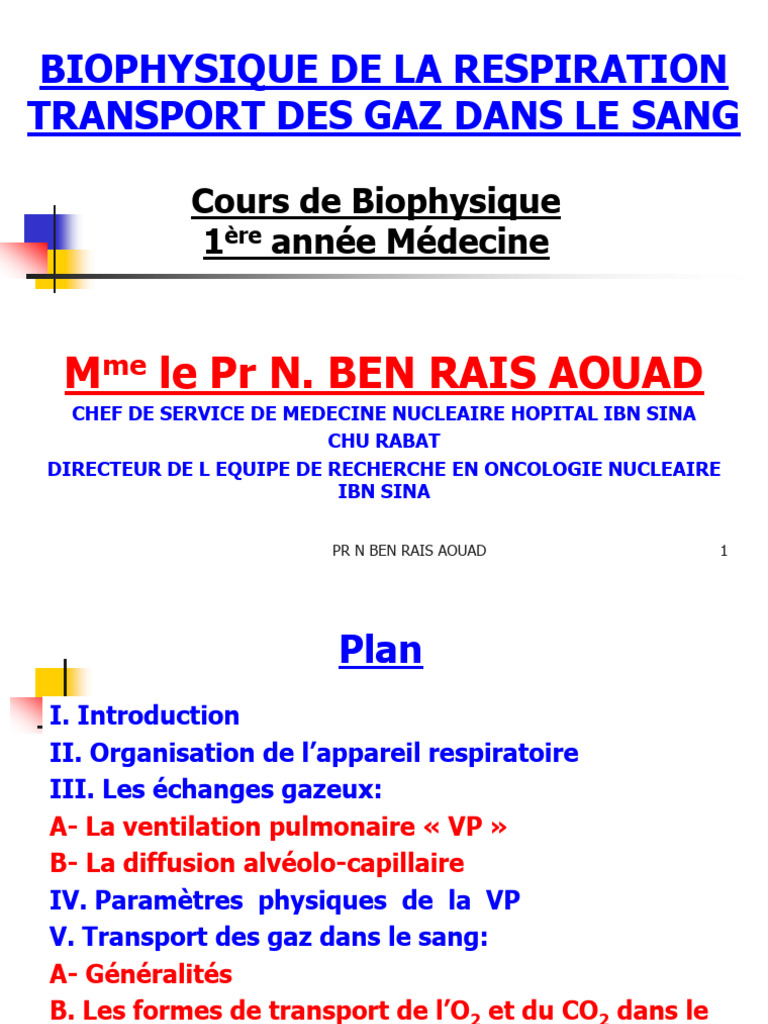 Transport des gaz dans le sang PDF Respiration Poumon — free download