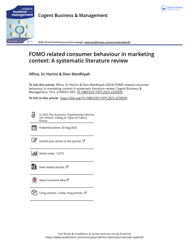 Kelompok 2 - FOMO Related Consumer Behaviour in Marketing Context A ... - Fomo And Consumer Marketing Mix