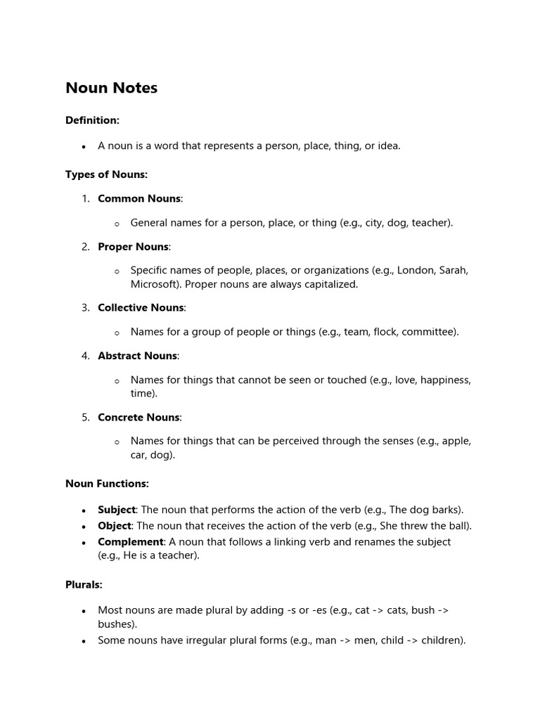 Noun Notes | PDF | Foreign Language Studies | General Fiction