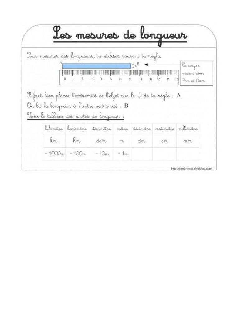 Lecon 11 Mesurer Des Longueurs | PDF
