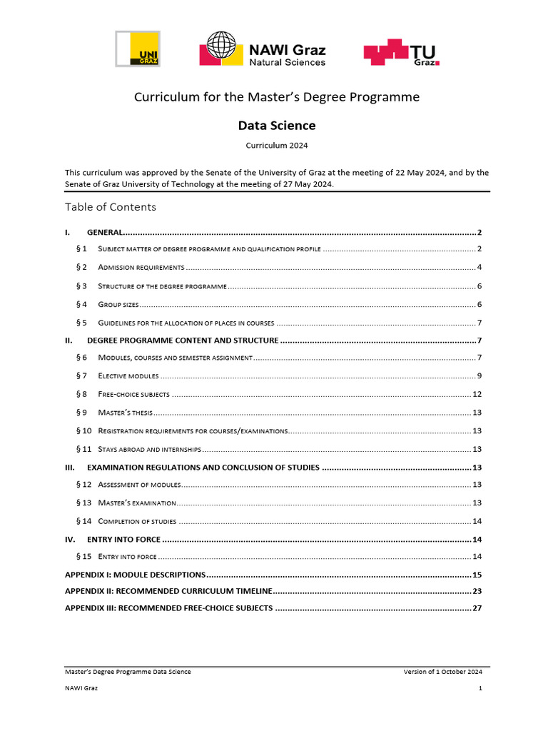 Master's in Data Science Curriculum 2024 | PDF | Academic Degree | Data ...