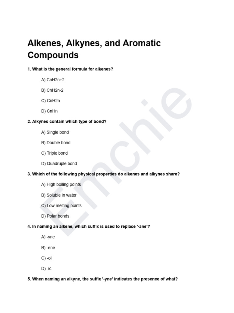 Alkenes, Alkynes, and Aromatic Compounds | PDF