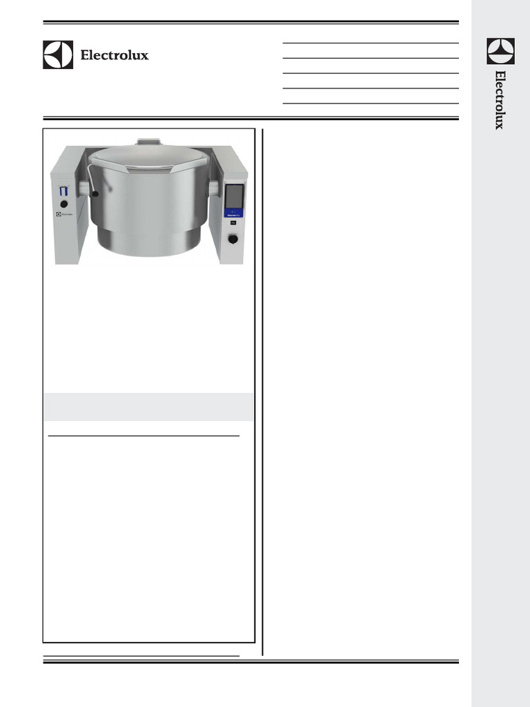60L Electric Tilting Boiling Pan | PDF | Cooking | Thermostat