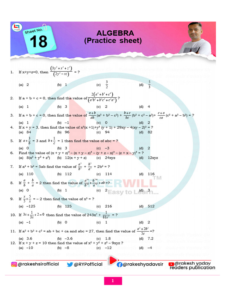 Practice Sheet 18 Pdf