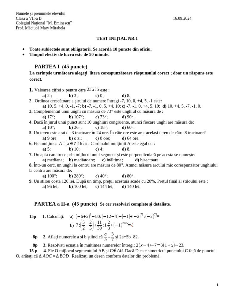 Test Initial 7 NR 1 | PDF