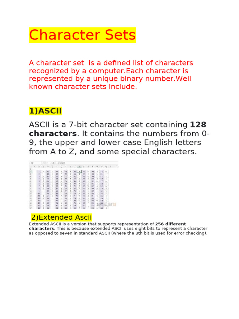 Character Sets | PDF