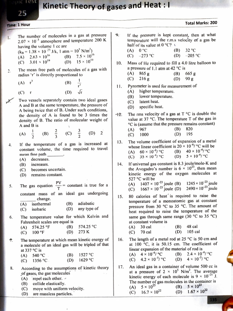 Kinetic Theory of Gases and Heat Calculations | PDF | Gases | Temperature