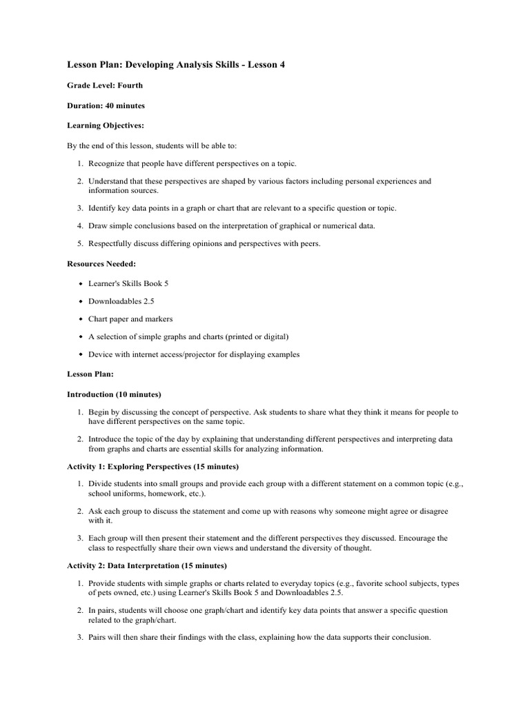 Lesson Plans - Analysis Term 2 Stage 4 | PDF | Lesson Plan | Learning