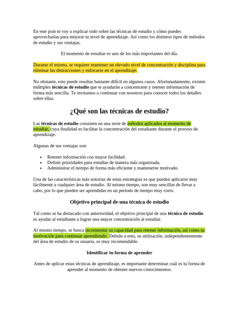 En Este Post Te Voy A Explicar Todo Sobre Las Técnicas de Estudio y ...