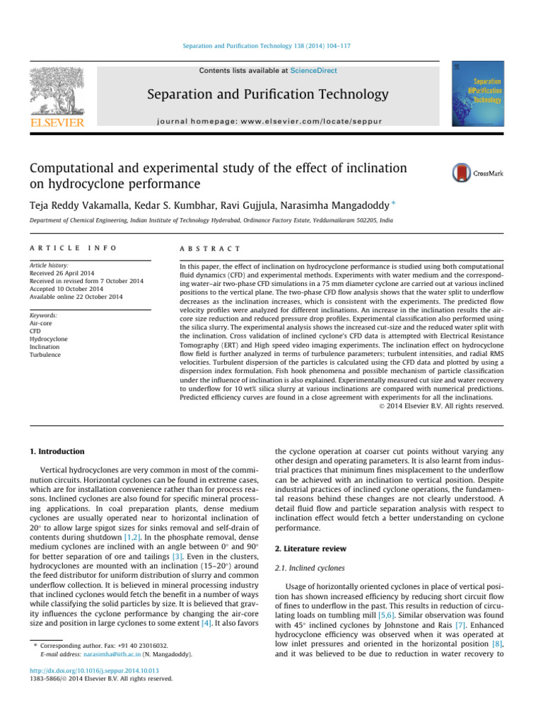 Computational and Experimental Study of The Effect 2014 Separation and ...