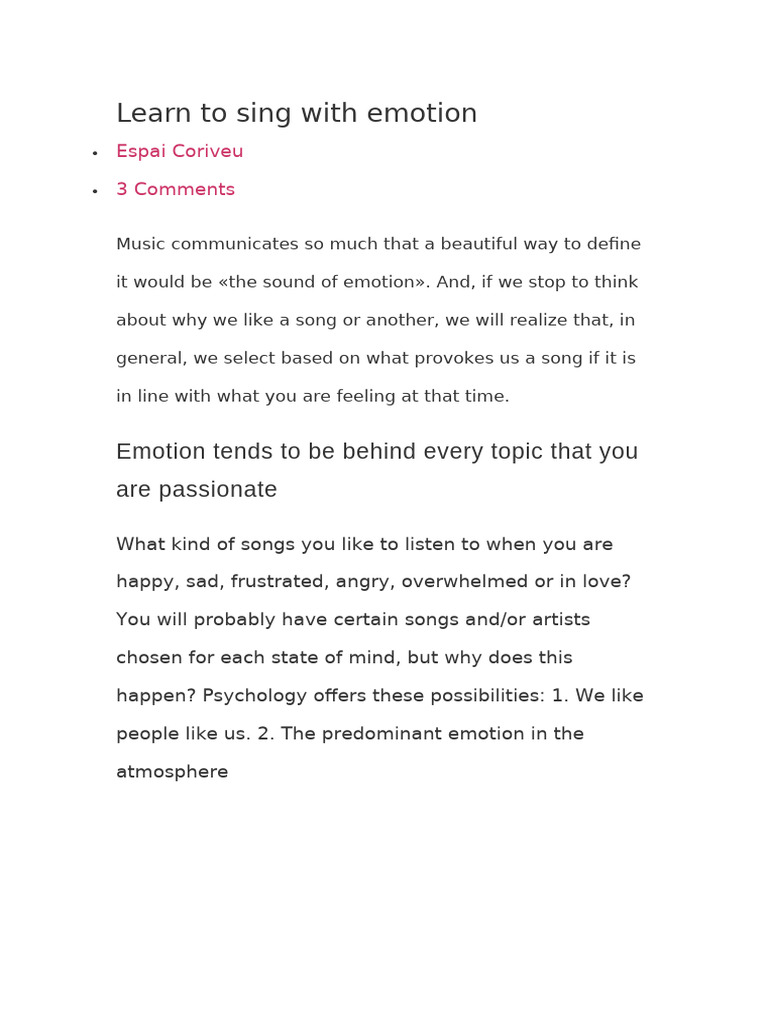 Learn To Sing With Emotion | PDF