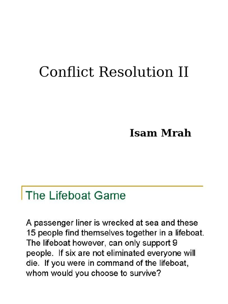 Conflcit Resolution | PDF