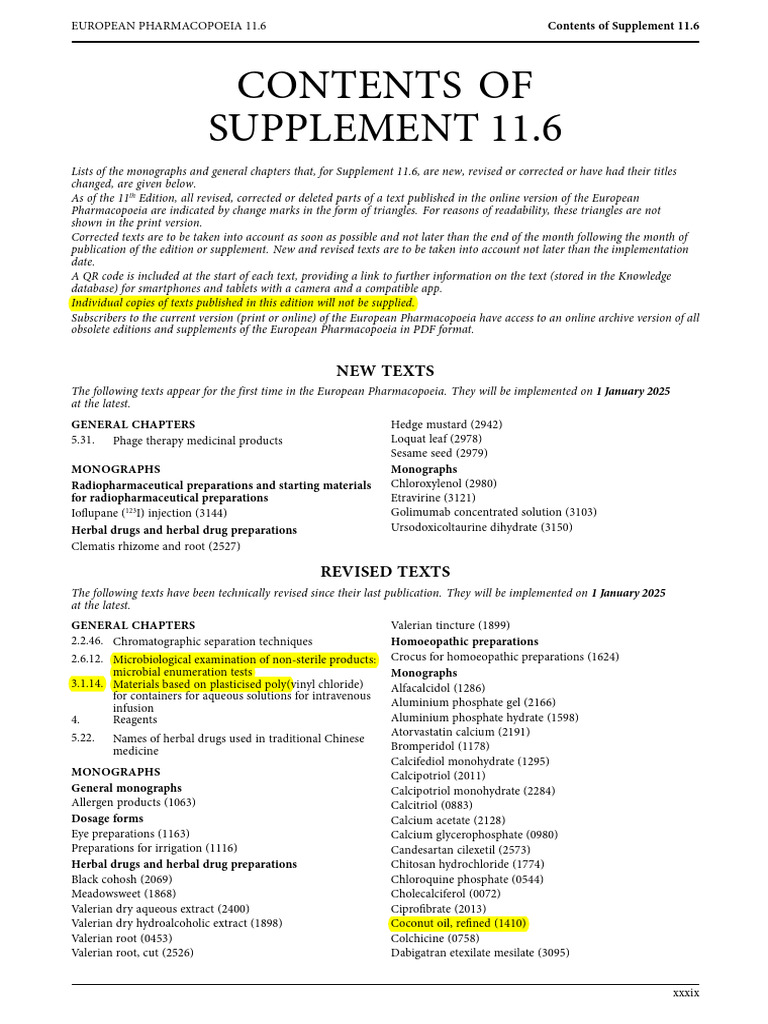 Contents of Supplement 11.6 | PDF