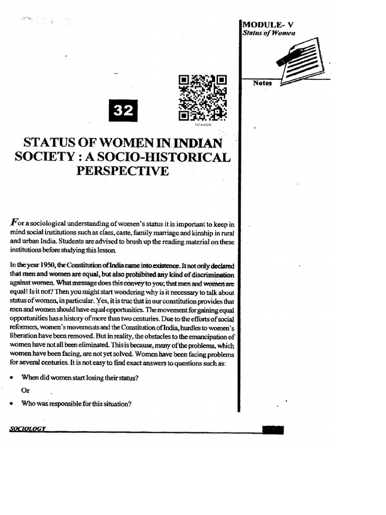 Optional Module-1 L-32 Status of Women in Indian Society A Socio Histor ...