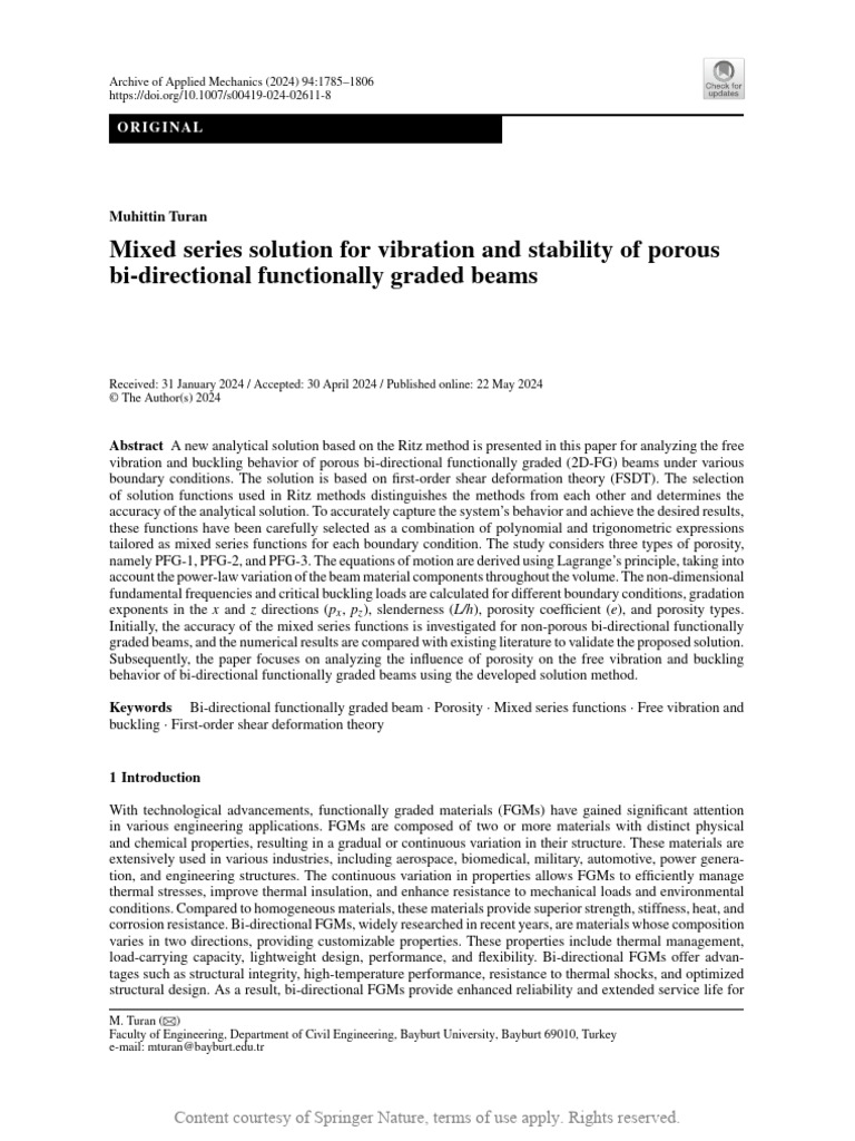 Mixed Series Solution For Vibration and Stability | PDF
