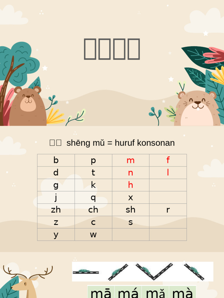 声母 konsonan b p m f d t n l g k h | PDF