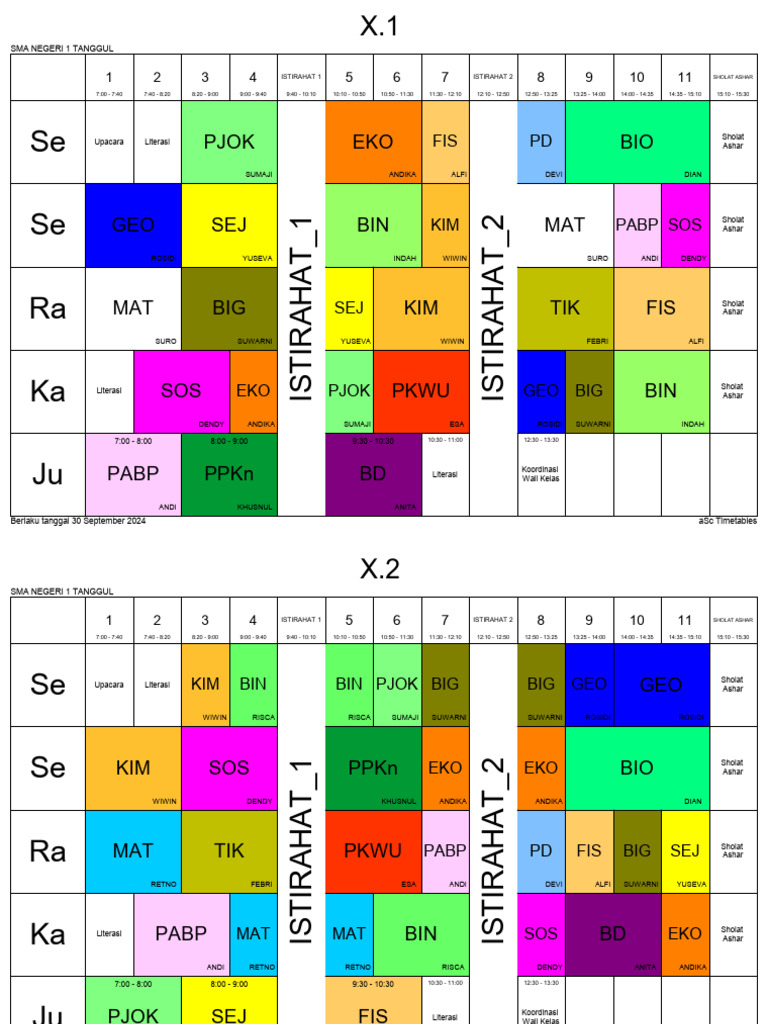 (Edisi Revisi) Jadwal Pelajaran (Kelas) Semester Ganjil Tahun Pelajaran ...