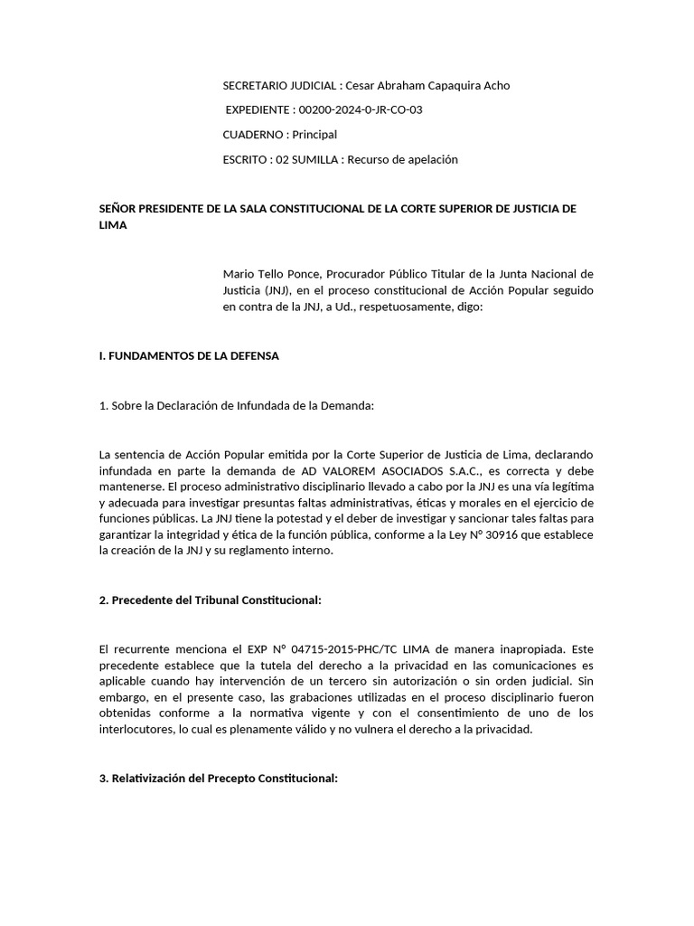 Contestacion de Acción Popular | PDF