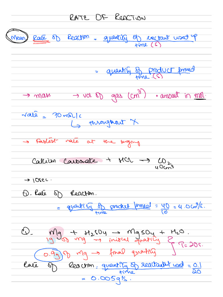 Rate of Reaction | PDF
