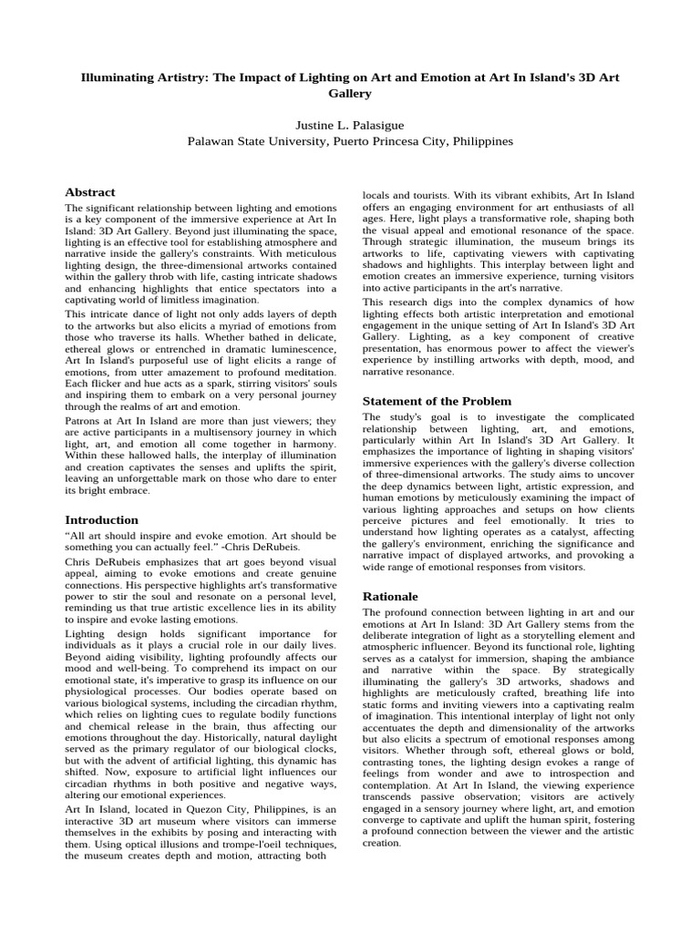 Lighting's Emotional Impact on 3D Art | PDF | Emotions | Lighting