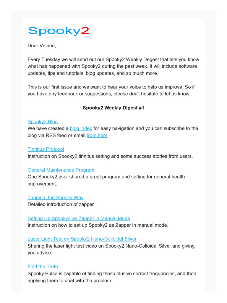 Spooky2 Weekly Digest #1 | PDF | Wellness | Lifestyle