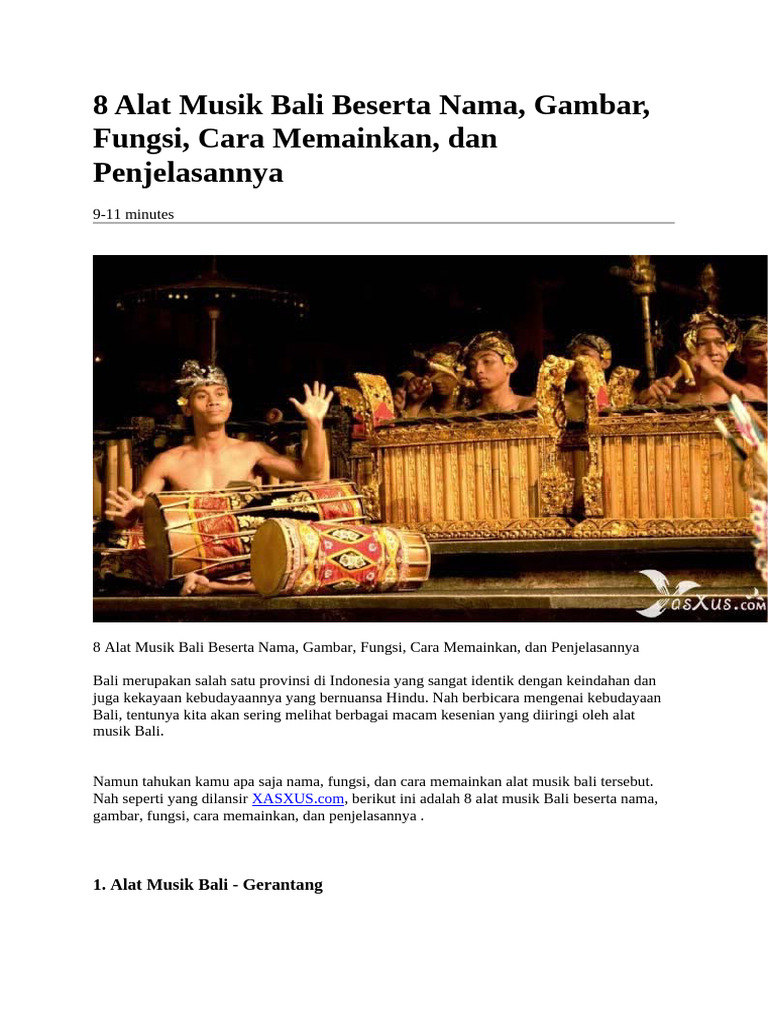 8 Alat Musik Bali Beserta Nama | PDF