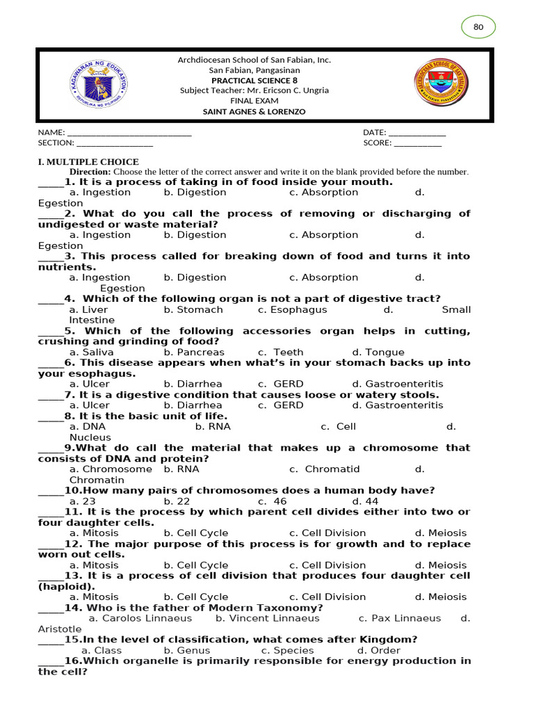 4th FINAL EXAM | PDF