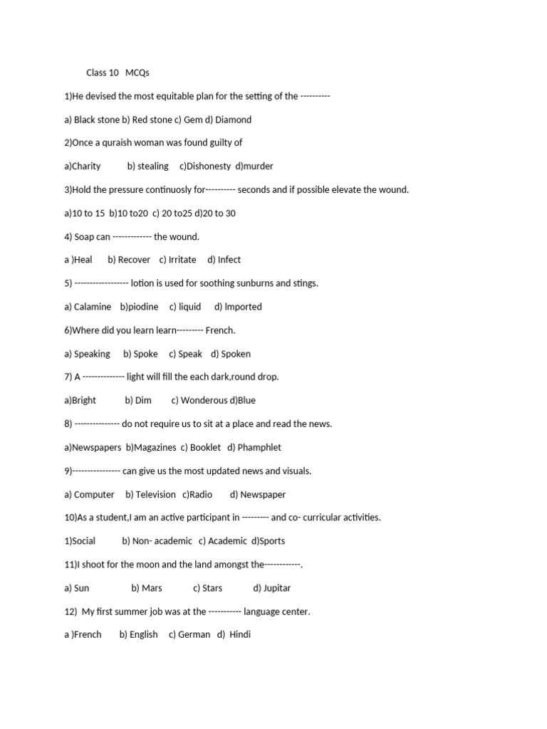 Class 10 mcqs wps office pdf great expectations