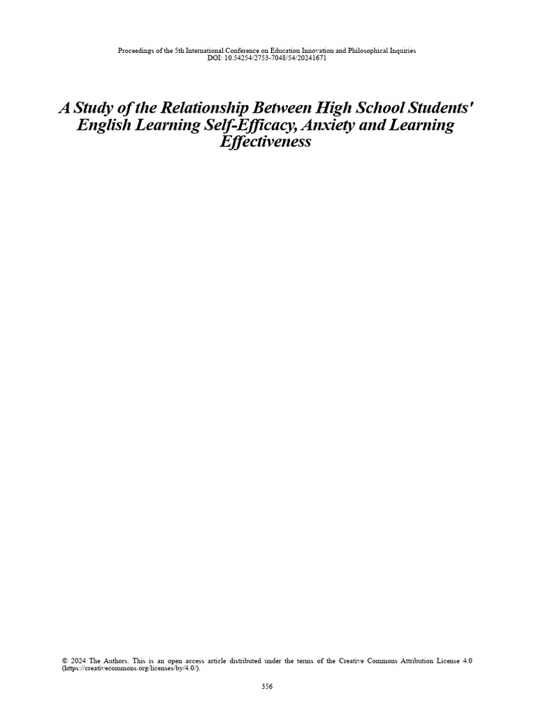 A Study of The Relationship Between High School ST | PDF