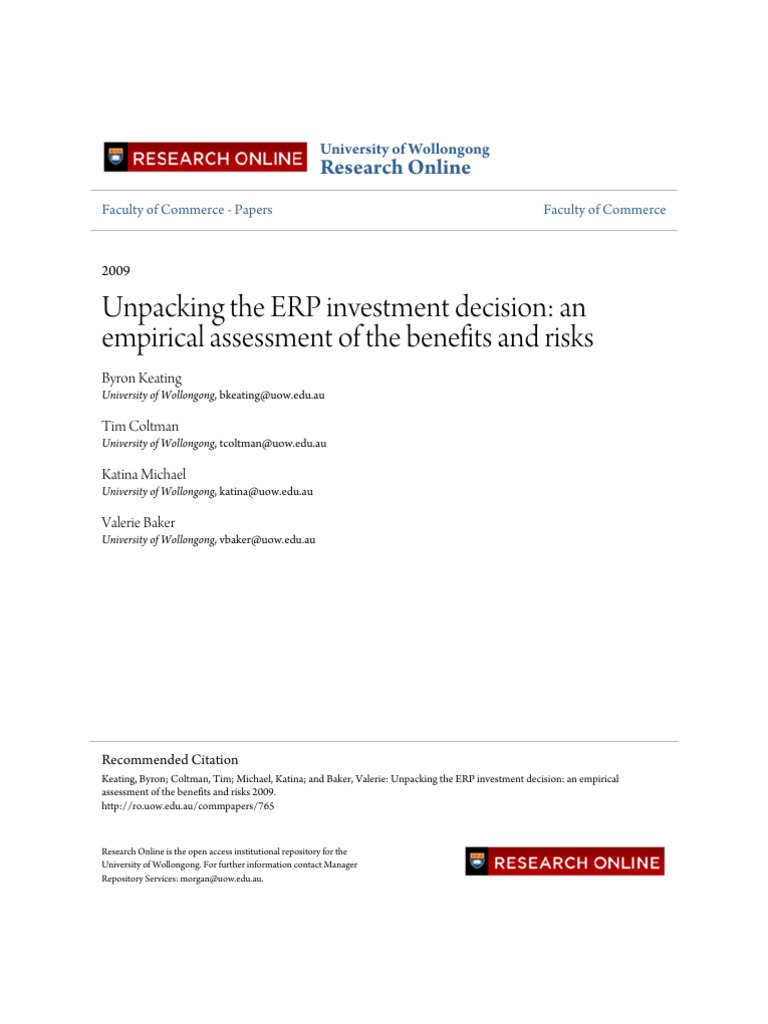 Unpacking The ERP Investment Decision: An Empirical Assessment of The ...