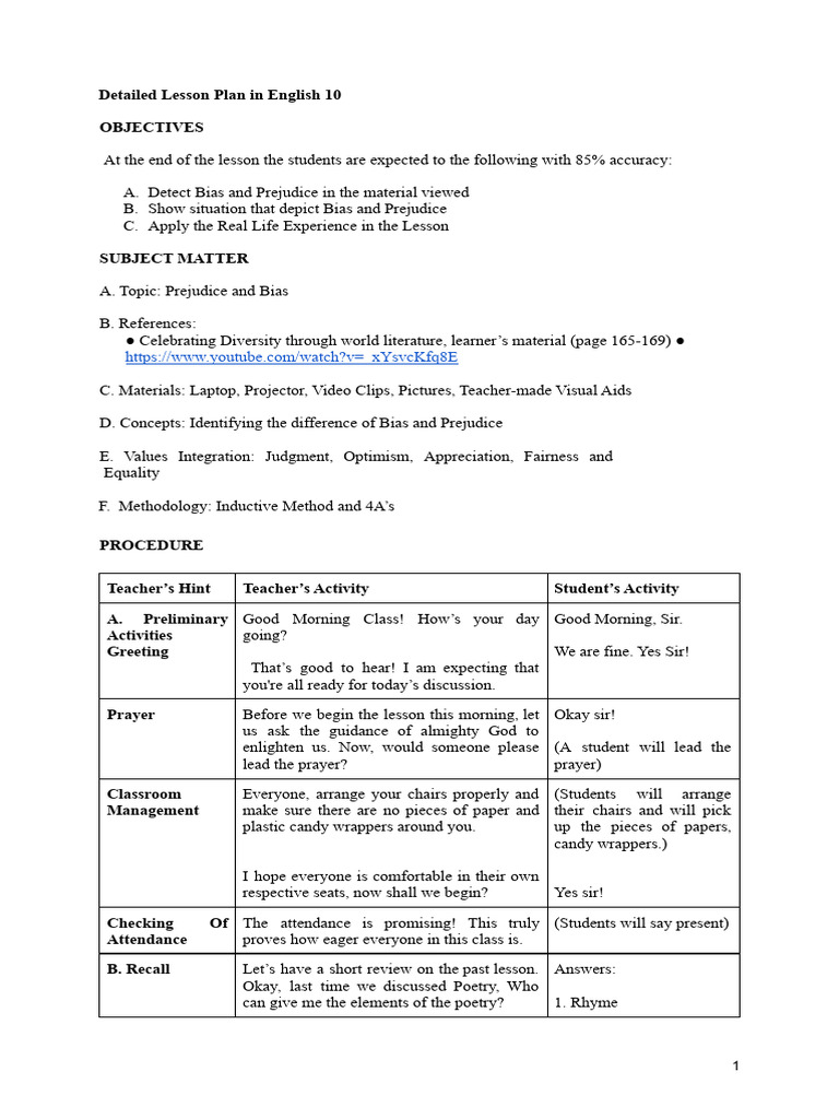 Detailed Lesson Plan | PDF