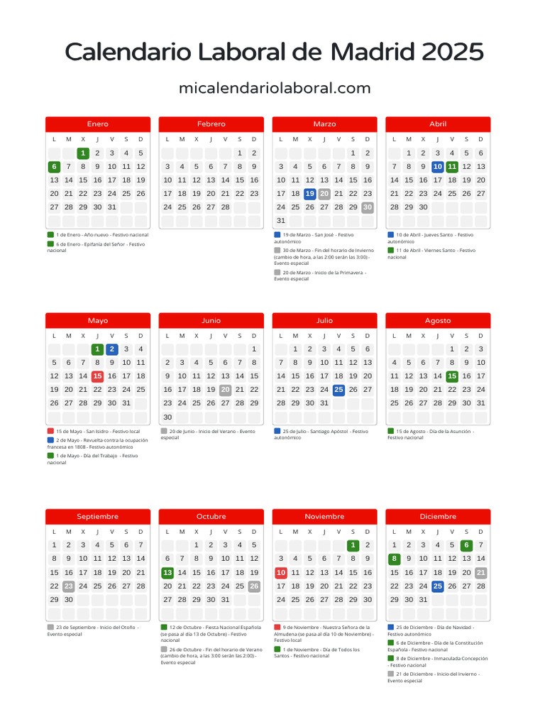 Calendario Laboral Madrid 2025 | PDF