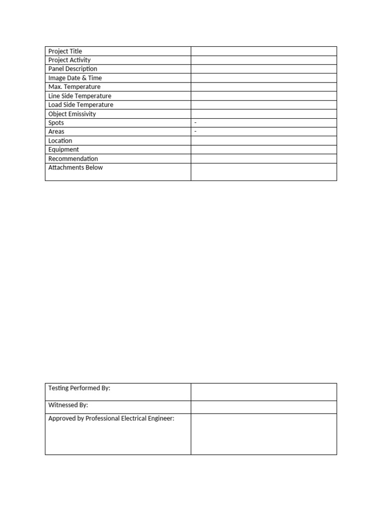 Thermal Testing Template | PDF