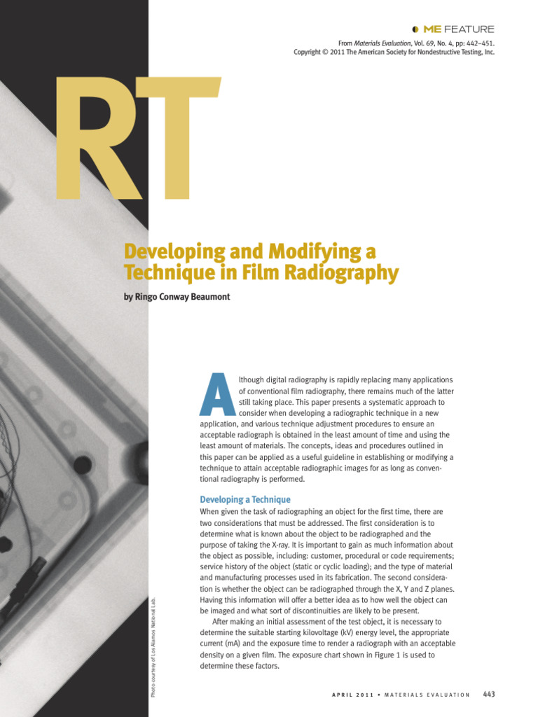 Developing and Modifying A Technique in Film Radiography | PDF