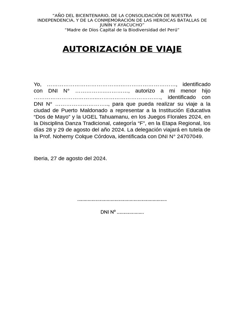 Autorización de Viaje Miss Nohemy PDF