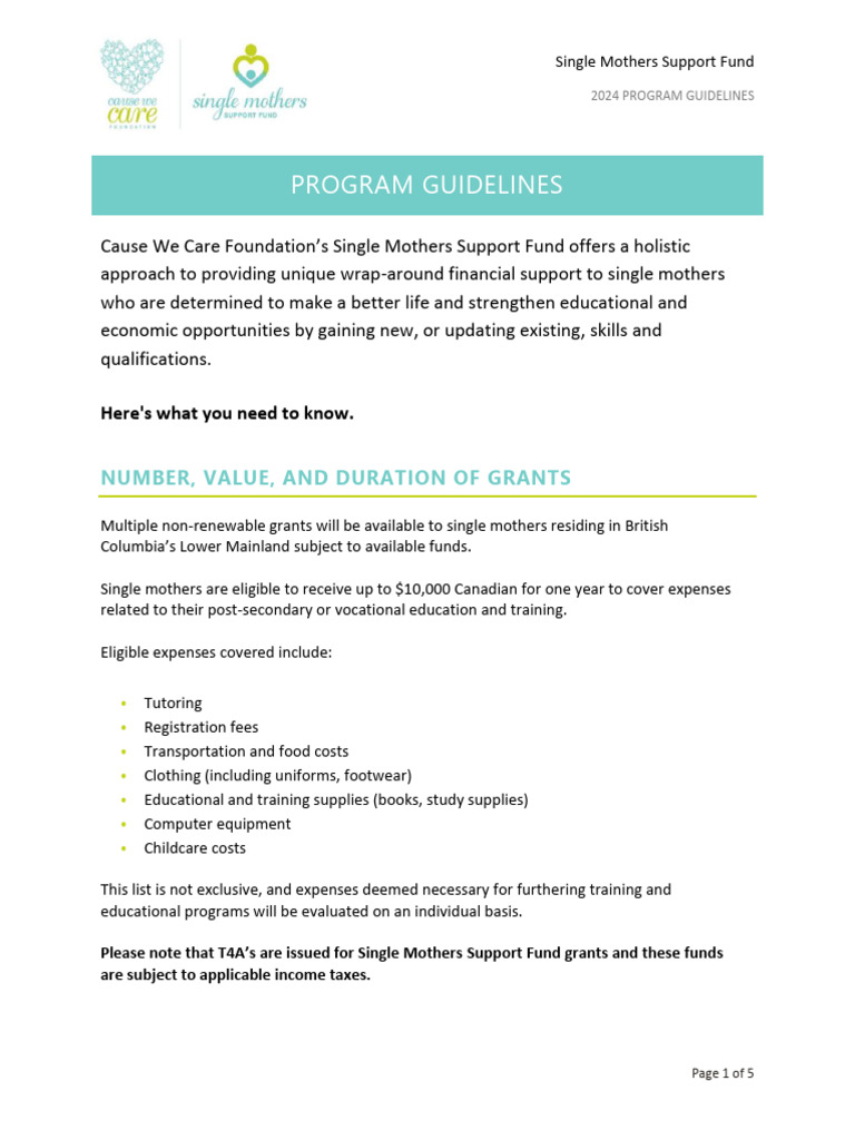 1 1400686 2024 Single Mothers Support Fund Program Guidelines | PDF
