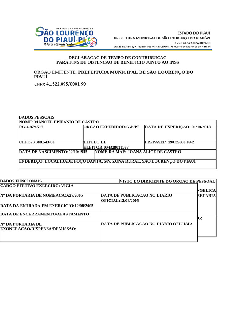 Requerimento para o Inss | PDF