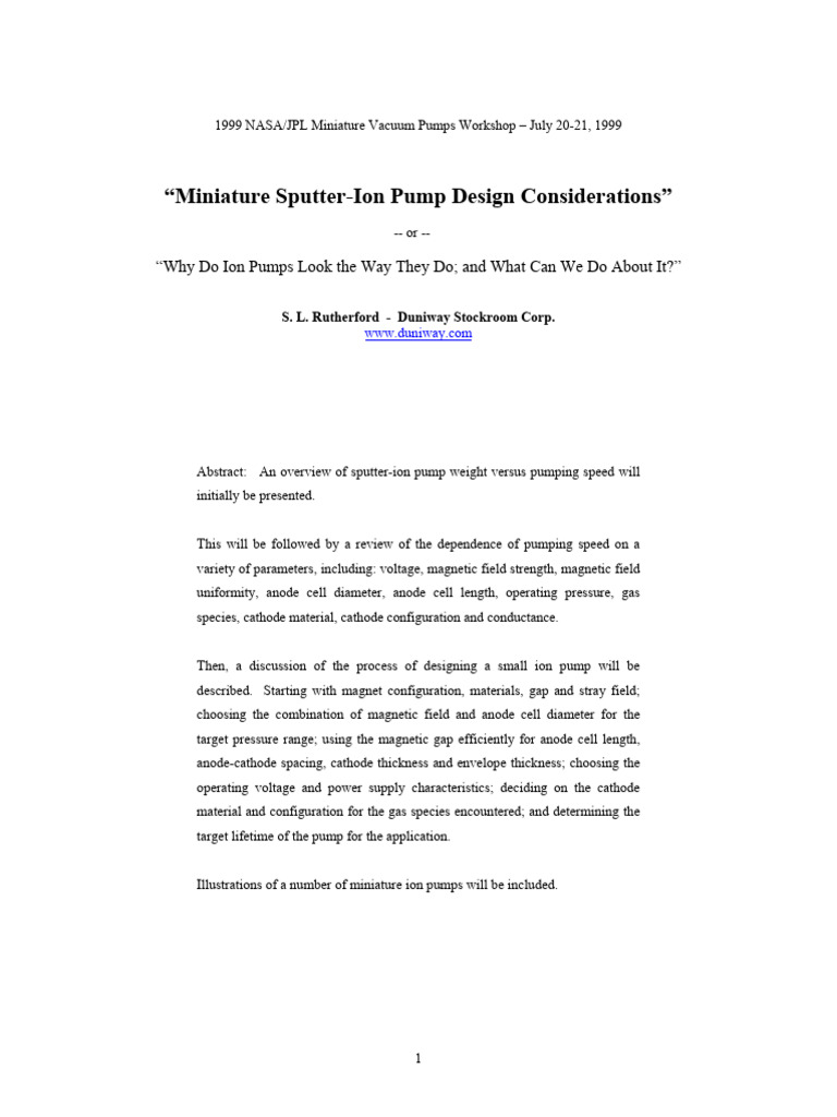 Mini Sputter Ion Pumps | PDF