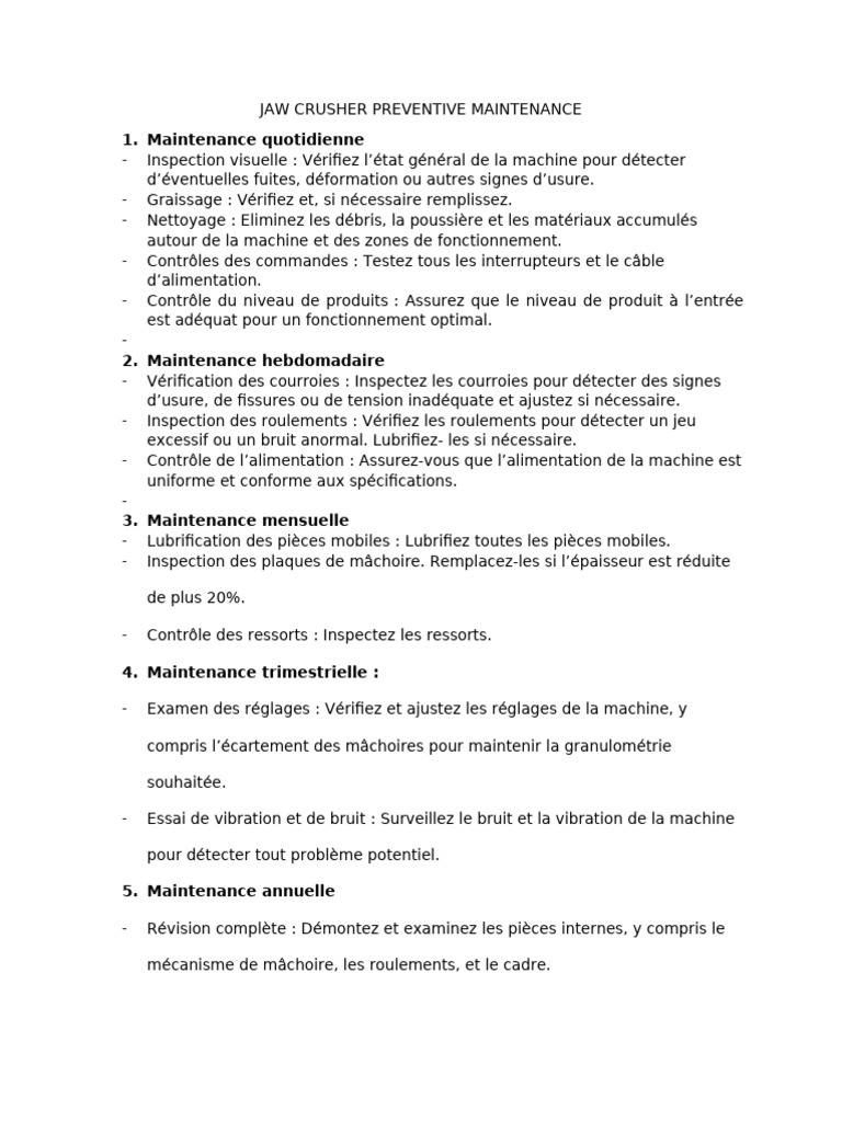 Jaw Crusher Maintenance Pdf