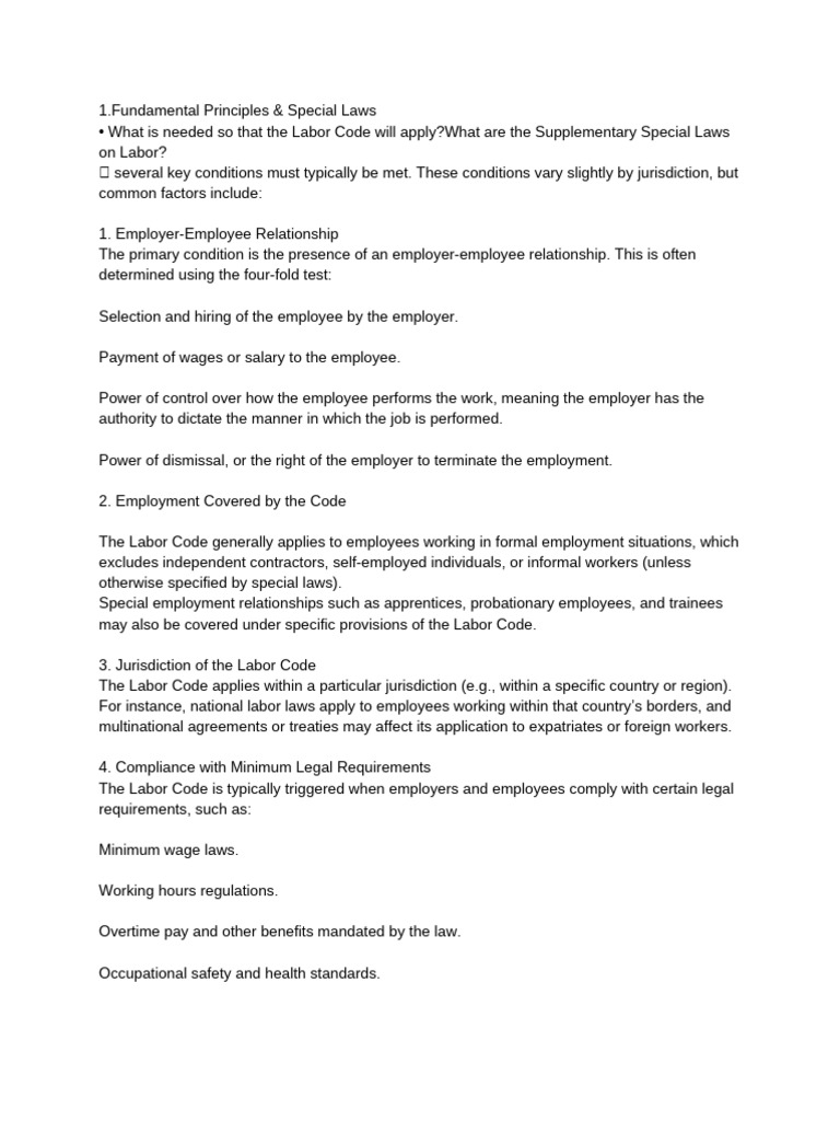 Labor Law Reviewer Pdf Labour Law Employment