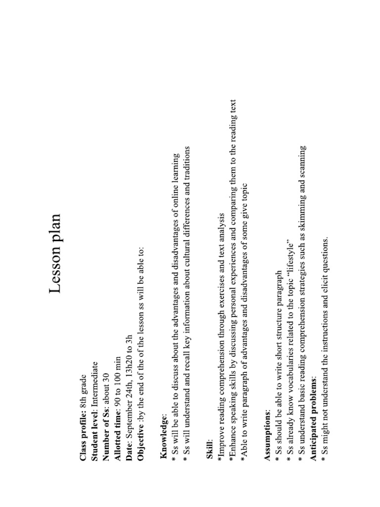 Lesson Plan Reading and Writing Demo Group 5 | PDF